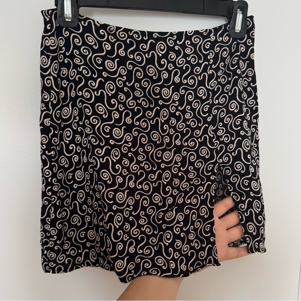 Reformation Black and Cream Swirl Dress